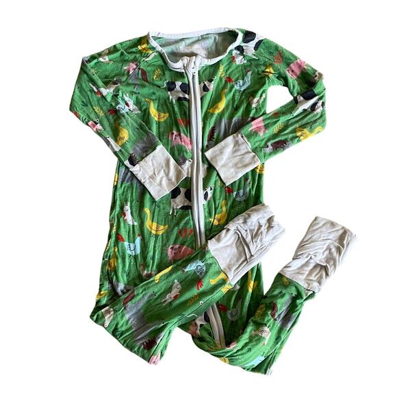Little Sleepies 18-24mos Farm Animals Green Zippy One Piece Bamboo Sleeper EUC - Picture 2 of 8